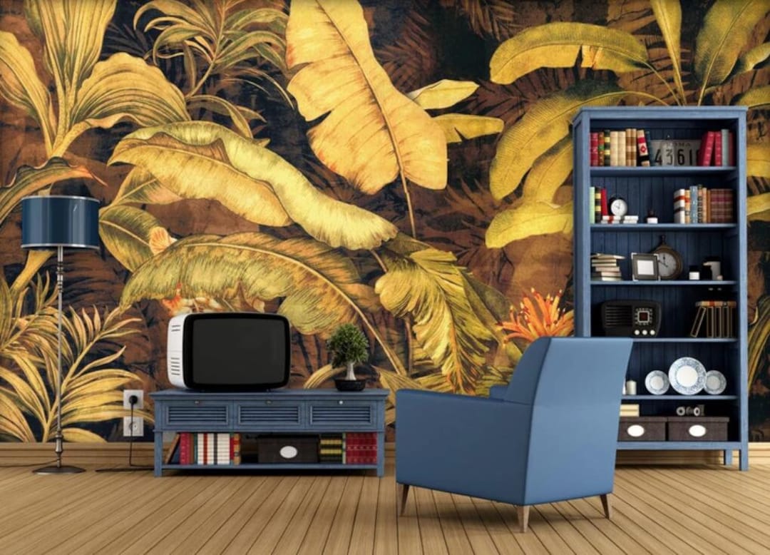 Tropical Palm Leaf Wallpaper Mural: Peel and Stick Wall Decor - Etsy