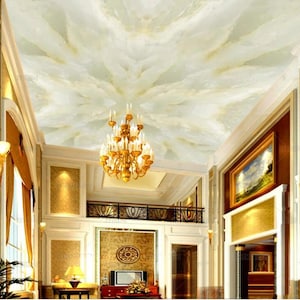 Simple Marble Ceiling Wallpaper Wall Mural Hotel Restaurant Living Room