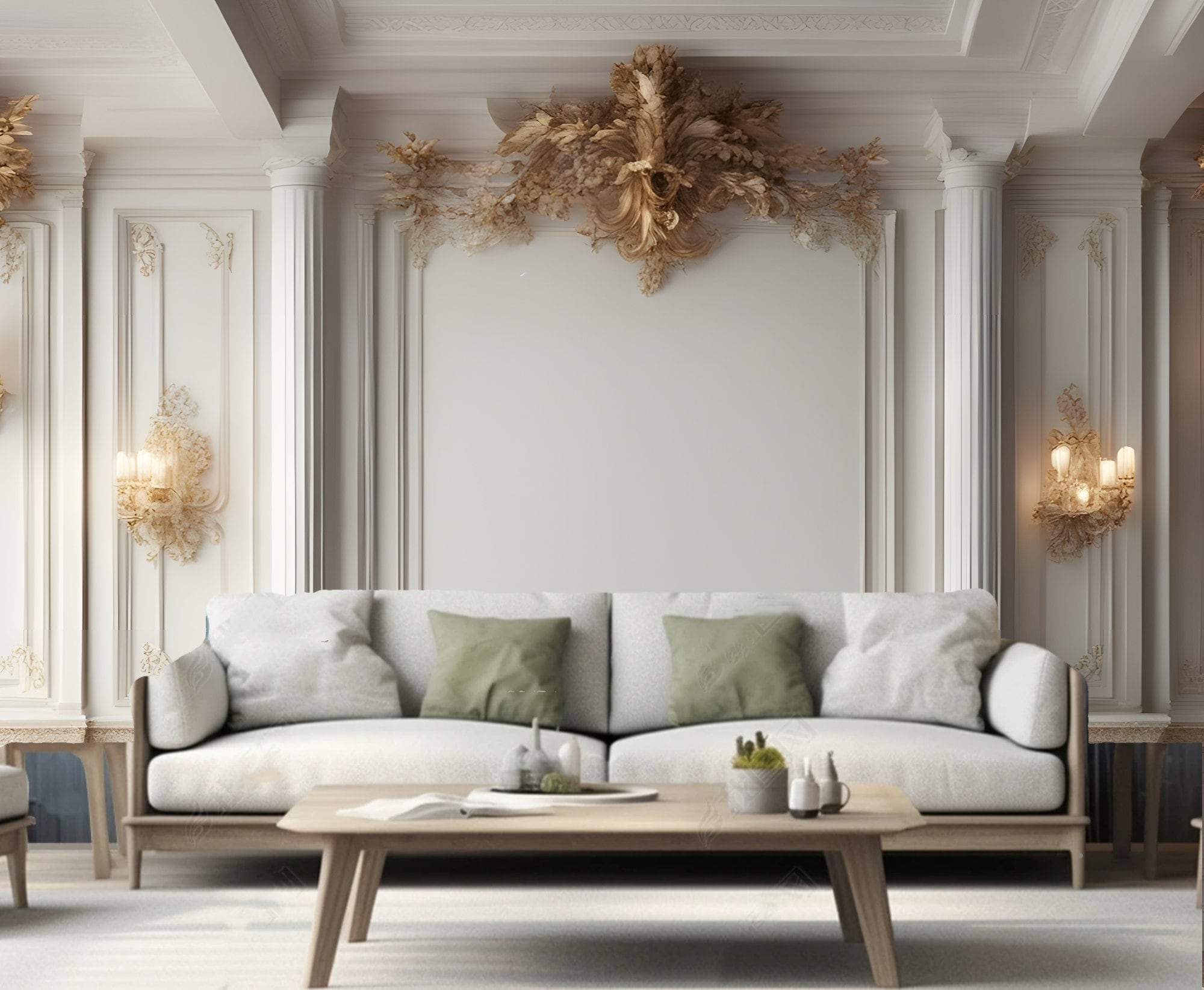 Luxury Interior Wall Mural: Gold Trim White Columns (peel & Stick) - Etsy