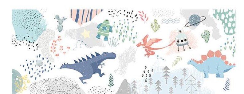 Cartoon Dinosaur Nursery Wallpaper Mural: Peel and Stick image 6