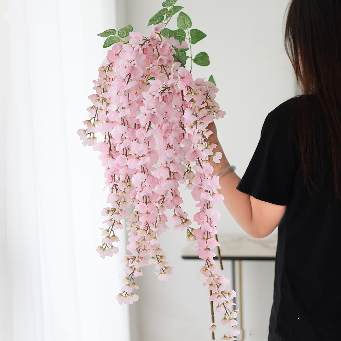 Artificial Wisteria Vine: 43.3" Hanging Floral Decor, Set of 2 - Etsy