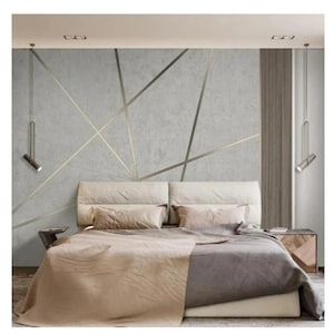 Stripe Concrete Wallpaper Wall Murals Wall Decor