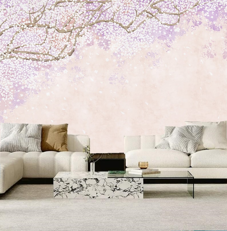 Chinoiserie Cherry Blossom Wallpaper Mural: Peel & Stick Floral Wall ...