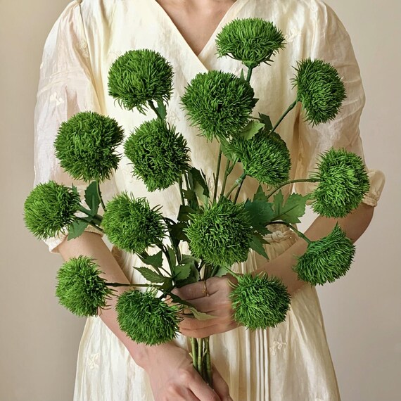 Grüne Pom-Pom-Kunstblumen (5er Set) - 76 cm Hochzeit DIY Flora