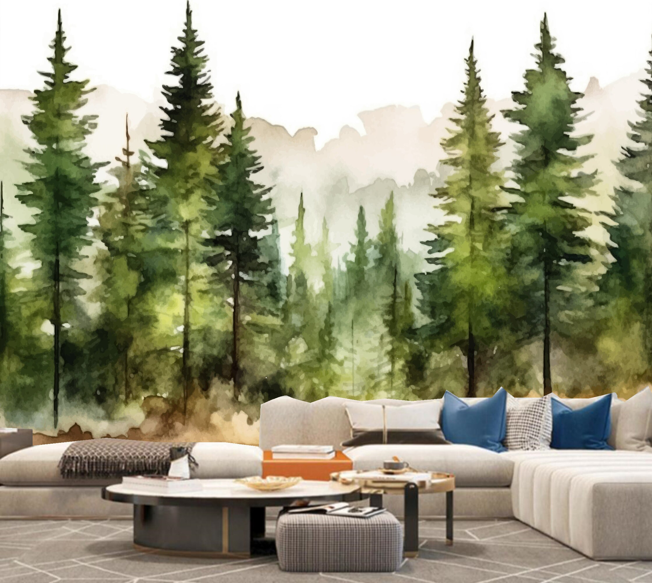 Pine Tree Forest Wallpaper Mural: Mountain View Home Decor - Etsy