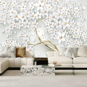 3D Huge Flower Tree White/ Pink Flower Tree Wallpaper Wall Mural Wall Decor for Living Room Bedroom or Dinning Room