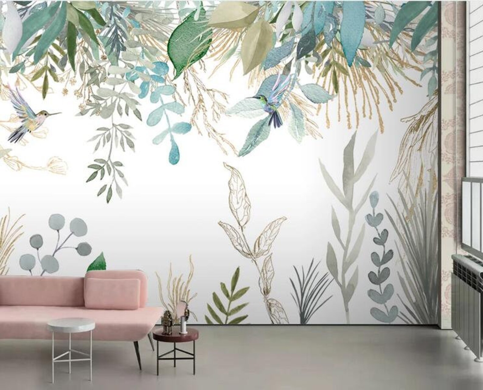 Fresh Tropical Plants and Hanging Leaves Wallpaper Flying - Etsy