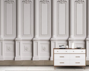 Classic White Pillars Wallpaper Mural: 3D Home Decor