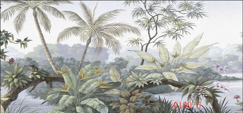 Jungle Frorest Trees Scenic Wall Mural,Living Room Bedroom Wallpaper Wall Murals Tropical Rainforest Wallpaper Wall Mural