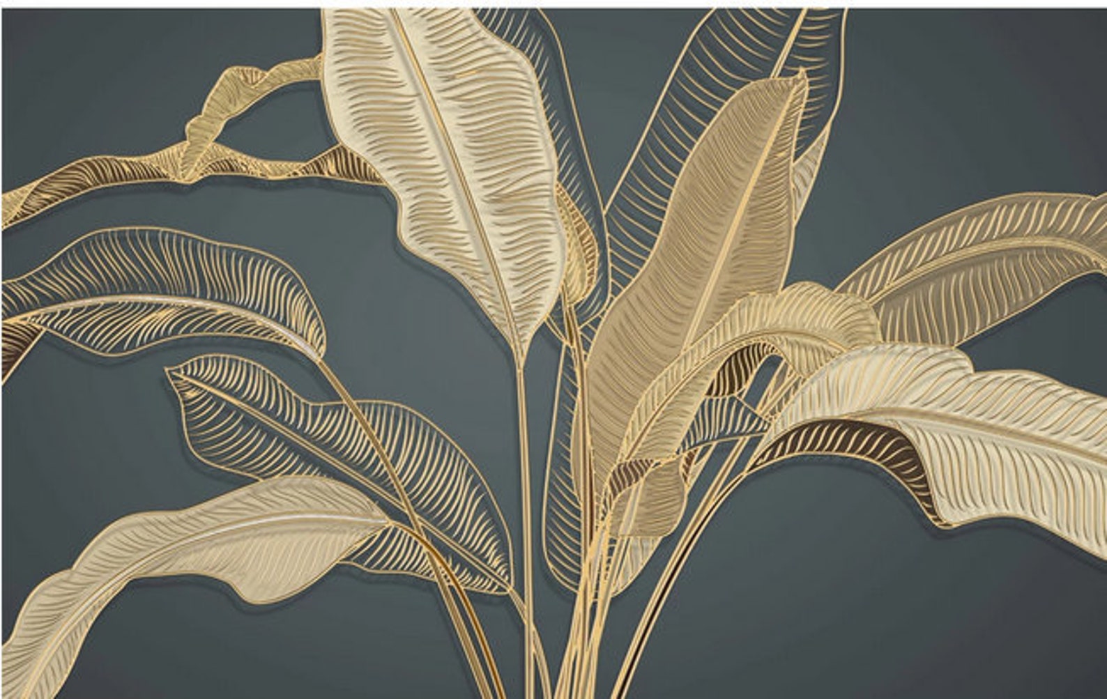 Luxury Gold Banana Leaf Wallpaper 3D Big Banana Leaves Wall Etsy