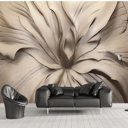 Custom Wall Mural Wallpaper 3D Plaster Relief Magnolia Flower - Etsy