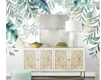 Green Plant Leaves Wallpaper Wall Mural Wall Decor