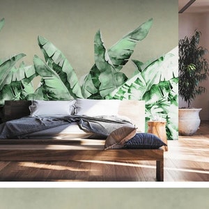 Handgemaltes Palmenblatt Wandbild: Tropische Regenwald Pflanzen