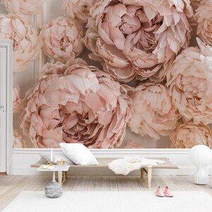 Pink Peony Flowers Floral Wallpaper Wall Mural Wall Decor