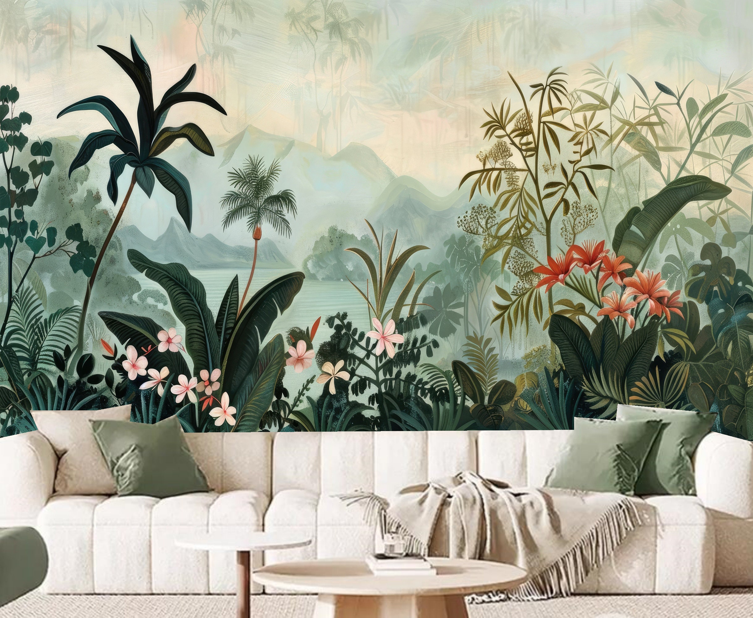 Tropical Rainforest Wallpaper Mural: Peel and Stick Jungle Wall Decor ...