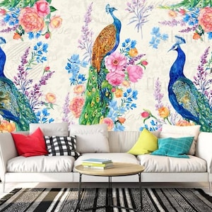 Custom Wallpaper European Retro Hand Painted Peacock Pastoral TV Background Walls Living Room Bedroom Wallpaper