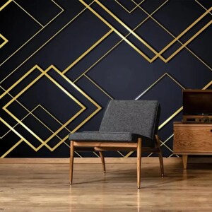Gold Line Geometric Wallpaper Wall Mural Home Decor for Living Room Bedroom Dinning Room