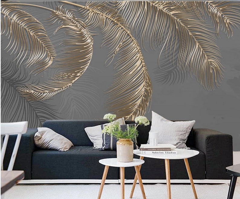 Luxury Hanging Gold Banana Leaf Wallpaper 3D Huge Banana Leaf Etsy