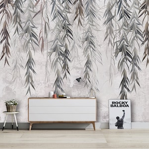 Tropical Hanging Leaves Wallpaper Wall Murals Home Decor
