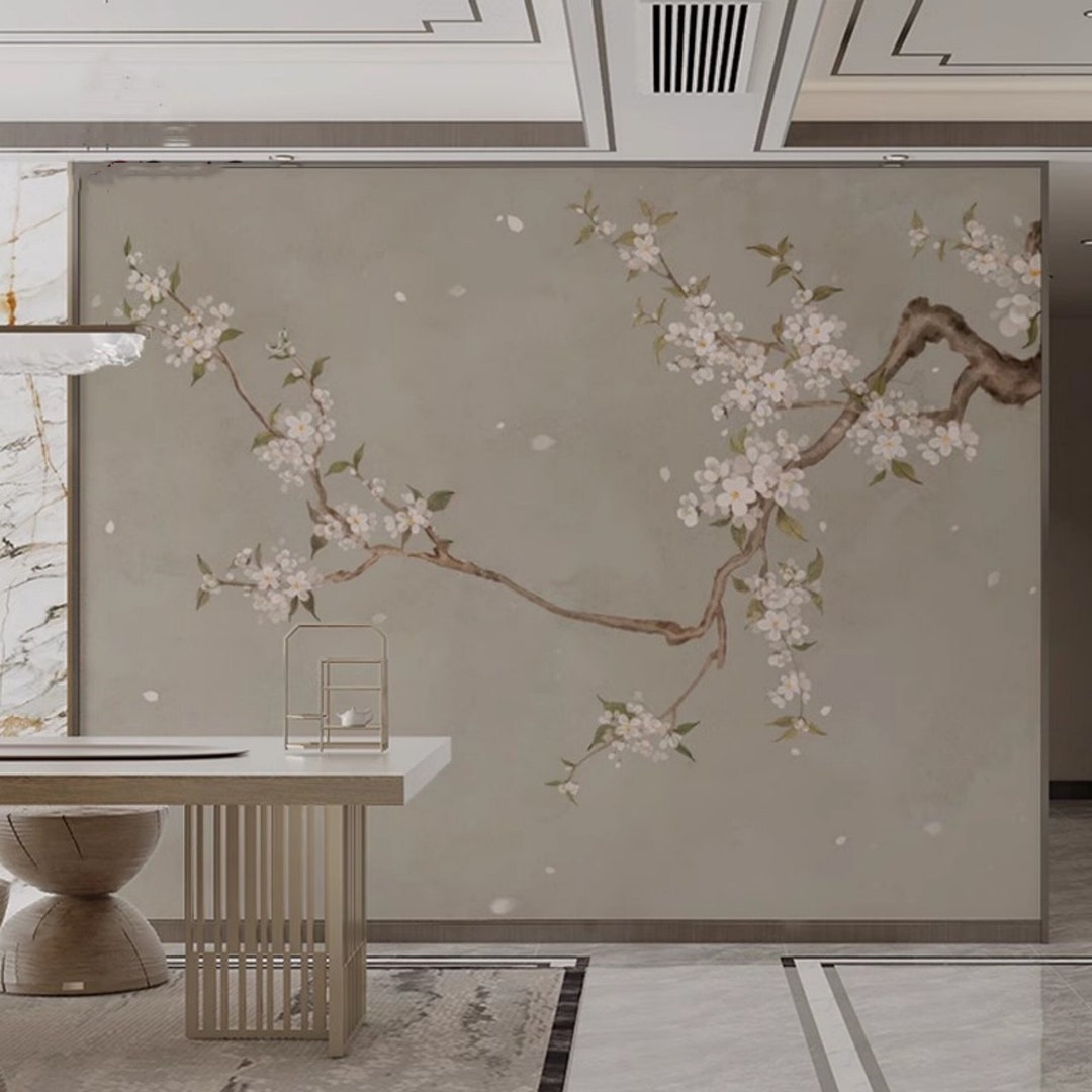 Chinoiserie Floral Wallpaper Mural: Peel and Stick Wall Decor - Etsy