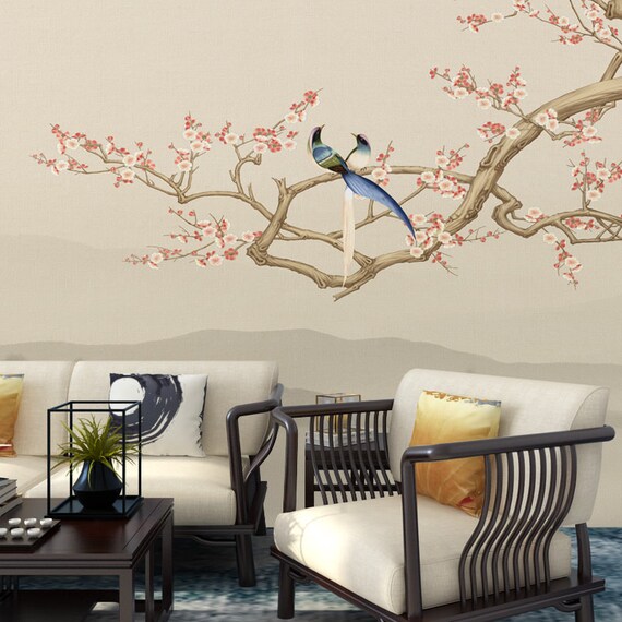 Chinoiserie Brushwork Hanging Plum Flower Wallpaper Vivid - Etsy UK Chinoiserie Brushwork Hanging Plum Flower Wallpaper Vivid - Etsy UK