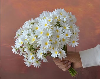 Artificial Chamomile Daisy: Real Touch Faux Flower Bouquet - 11"
