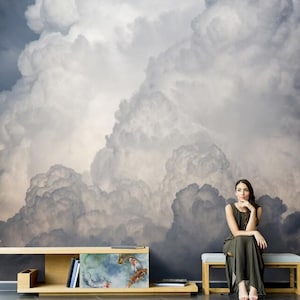 Abstract Clouds Wallpaper Mural: Hand Painted Rendering