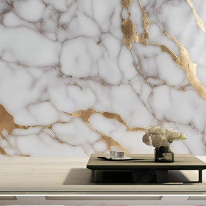 Luxury Golden White Marble Wallpaper Wall Mural Home Decor for Living Room Bedroom Dinning Room