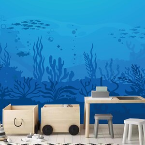 Cartoon Fish Undersea Coral Reef Wallpaper Mural - Kids Nursery Decor