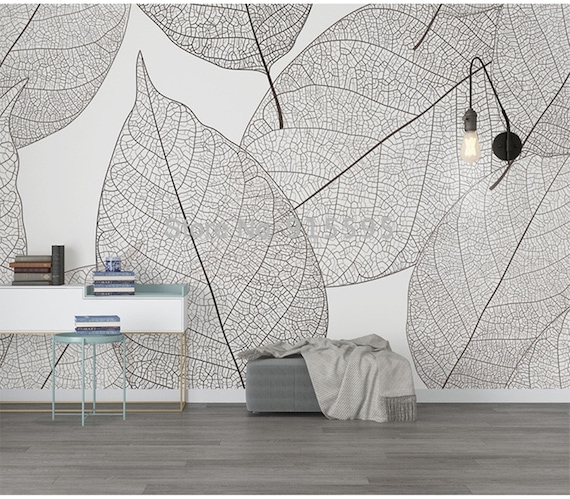 Custom Mural Wallpaper Modern Minimalist Leaf Veins Texture - Etsy Denmark Custom Mural Wallpaper Modern Minimalist Leaf Veins Texture - Etsy Denmark