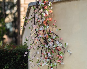 Guirnalda de begonias de seda: elegante decoración floral para mesa (190 cm)