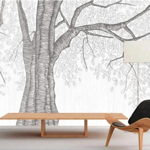 Sketch Tree Wallpaper Mural: Peel and Stick Wall Art
