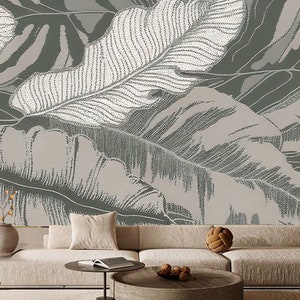 Tropical Banana Leaves Plants Wallpaper Wall Mural Home Decor for Living Room Bedroom or Dinning Room