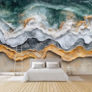 3D Abstrakt Kunst Blau Meer Natur Landschaft Tapeten Wandbild Wohnkultur für Wohnzimmer Schlafzimmer oder Esszimmer