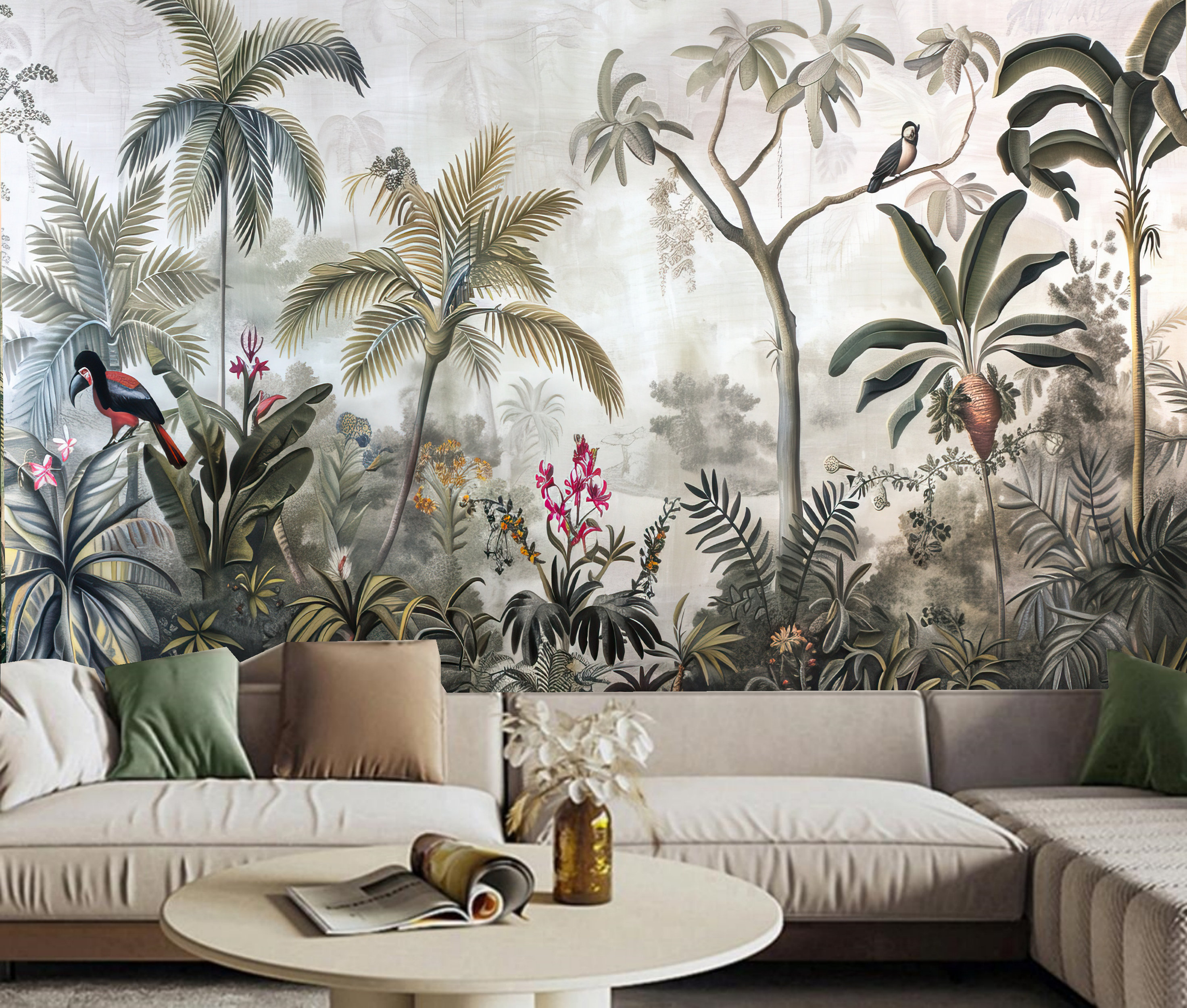 Tropical Rainforest Wallpaper Mural: Peel and Stick Jungle Decor - Etsy