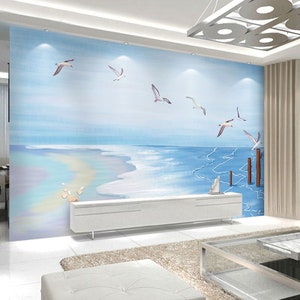 Blue Sea and Waves Wallpaper Wall Murals Wall Decor