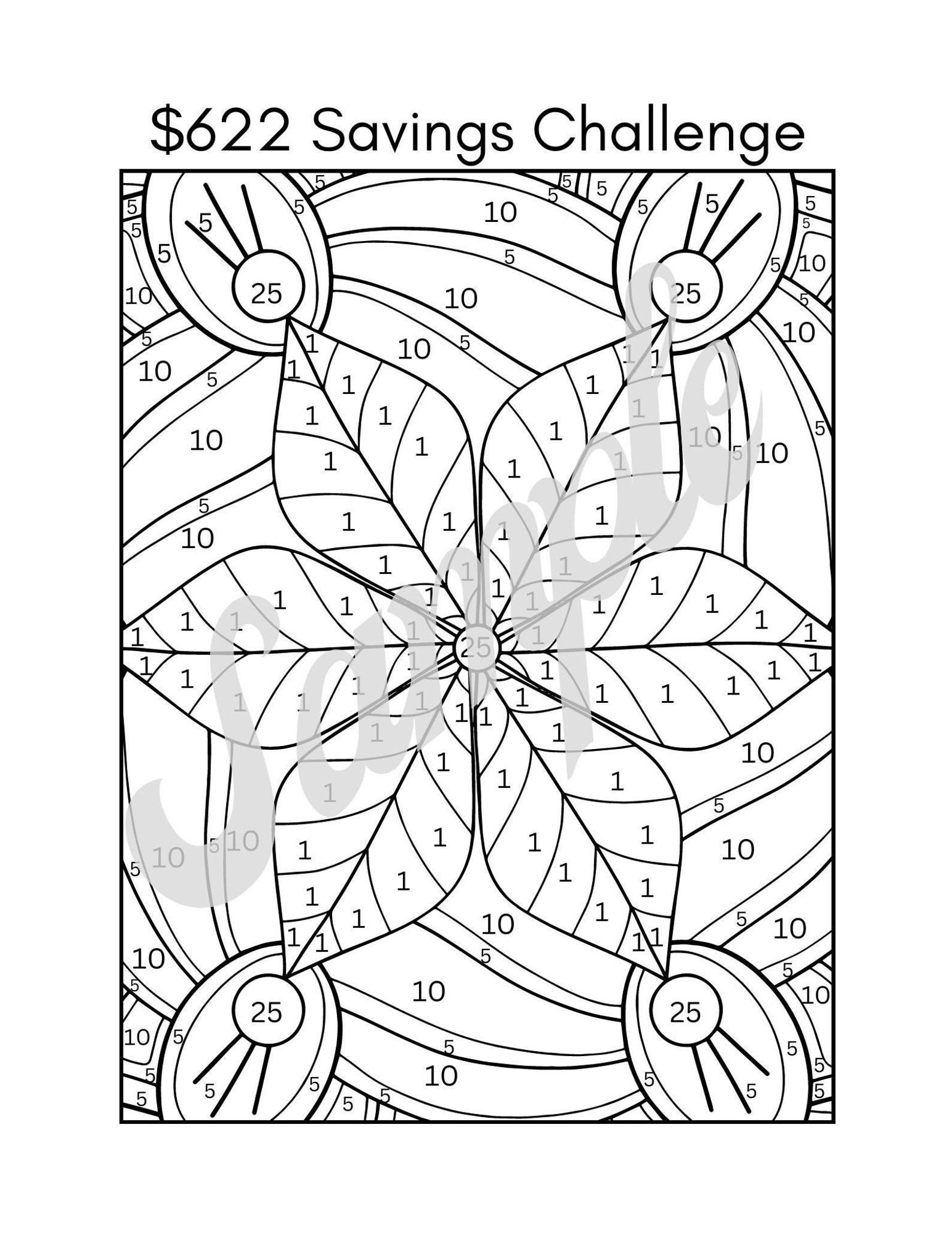 Save By Numbers .pdf 622 Savings Challenge Color and Save Save by Number 8.5 X11 - Etsy