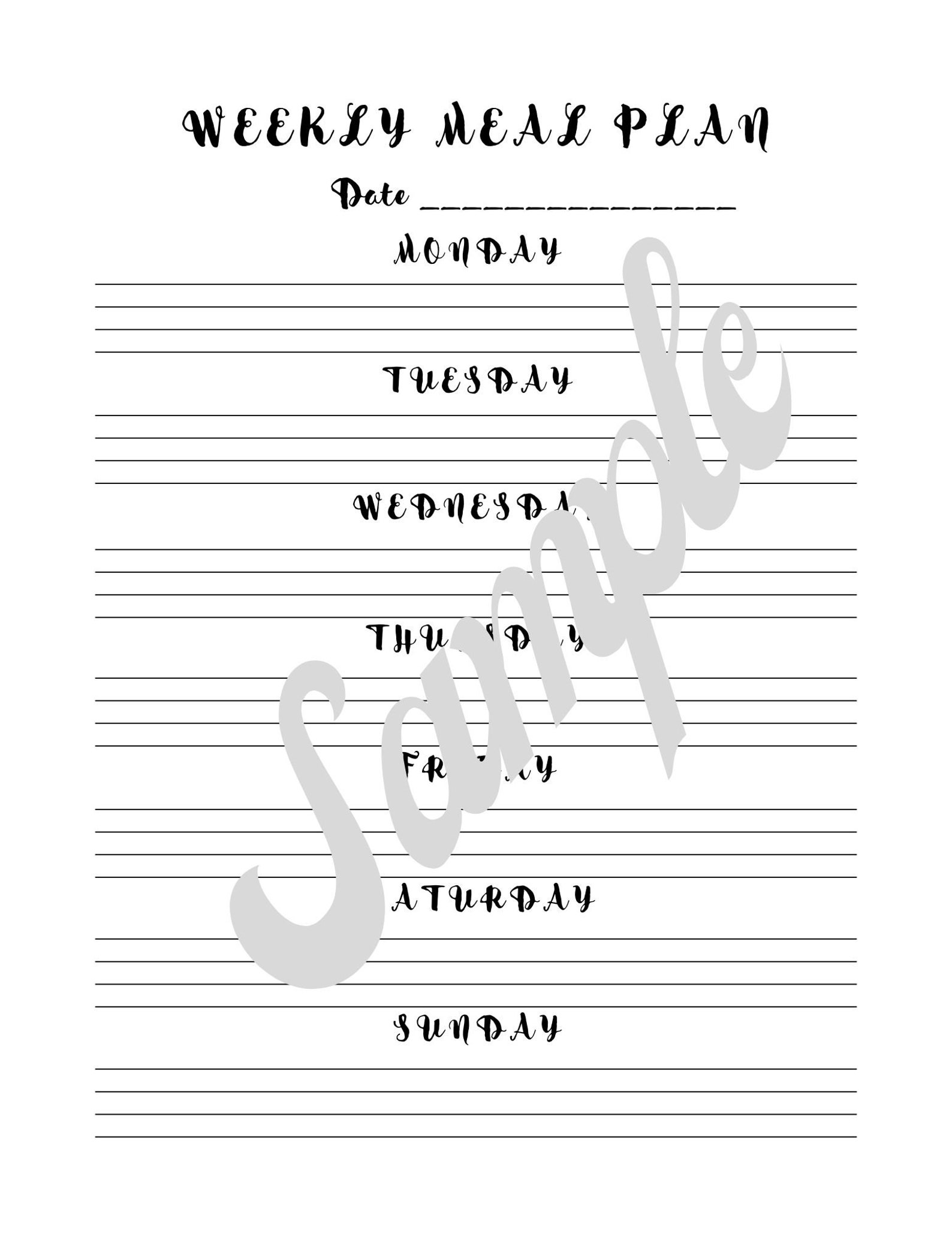 Simple Meal Plan And Grocery Lists PDF Printable Both Black Etsy simple-meal-plan-and-grocery-lists-pdf-printable-both-black-etsy