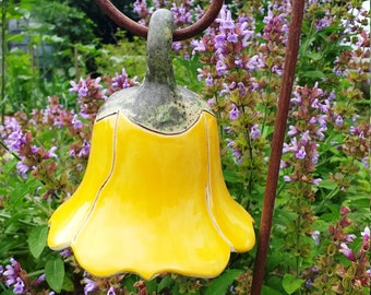 ringing bellflower fairy flower garden ceramic yellow flower 12 cm gift Christmas