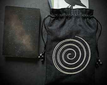 Bolsa con cordón Sacred Threads, hecha a mano, forrada en seda