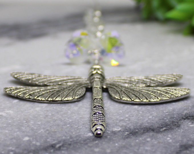 Crystal Dragonfly Sun Catcher, Gemstone Mobile