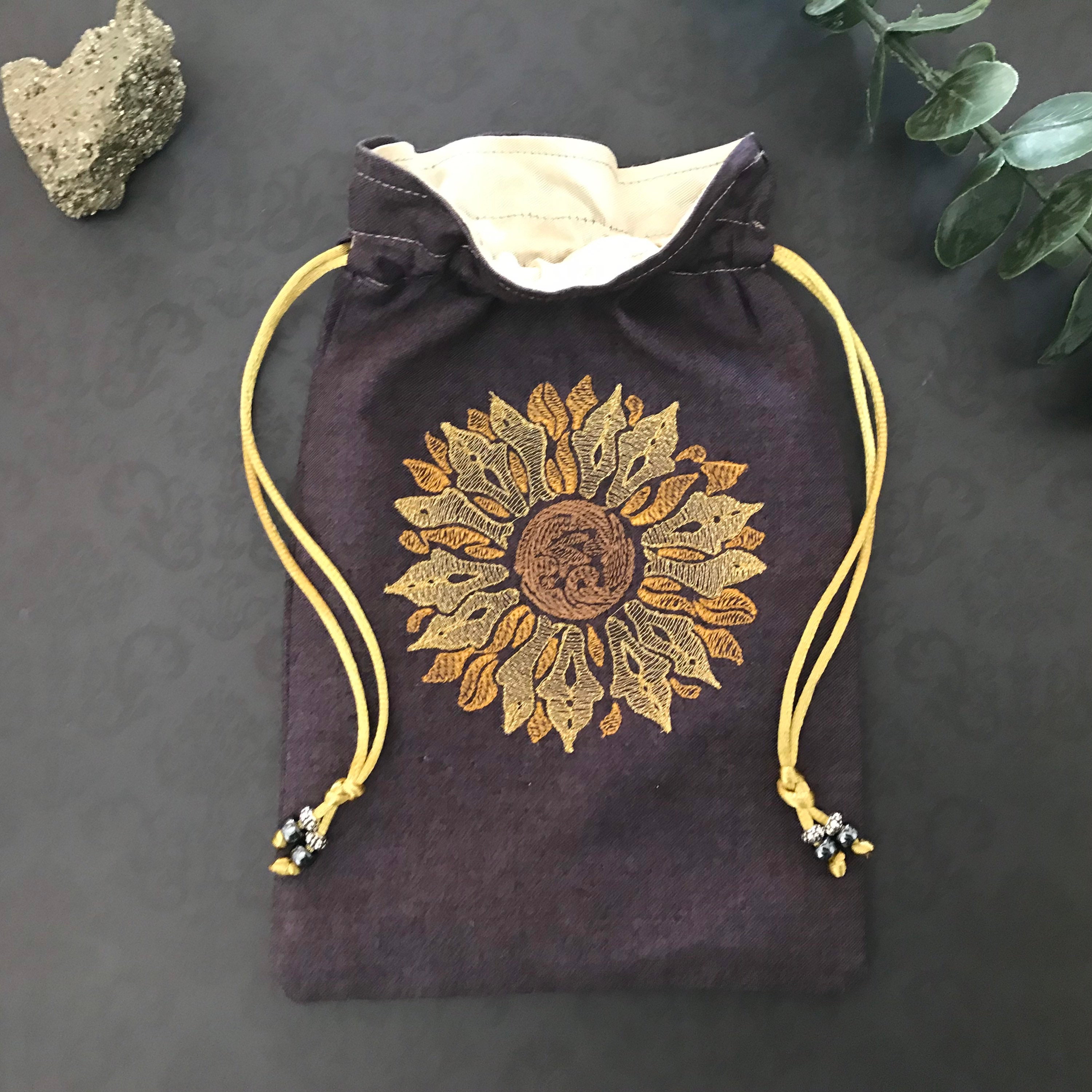 embroidered drawstring bag