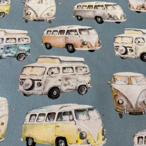 Canvas 100% Baumwolle Bulli/ Bus Happy Camper, Design by POPPY Bild 1