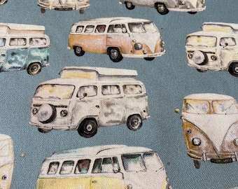 Canvas 100% Baumwolle - Bulli/ Bus "Happy Camper", Design by POPPY