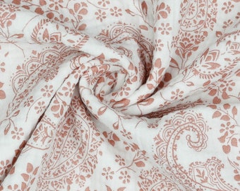 Organic muslin/ double gauze GOTS "Paisley Flowers", white, design by POPPY