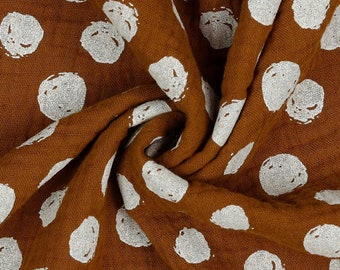 Organic muslin/ double gauze GOTS "Dots", hazelnut brown with dots, design by POPPY
