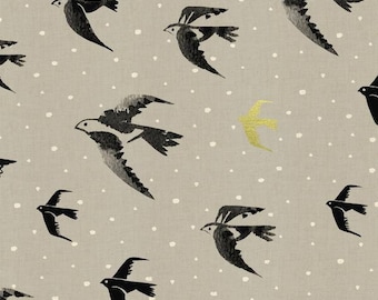 Cotton woven fabric Cotton & Steel "Birds", Black and White Collection, Design by Sarah Watts