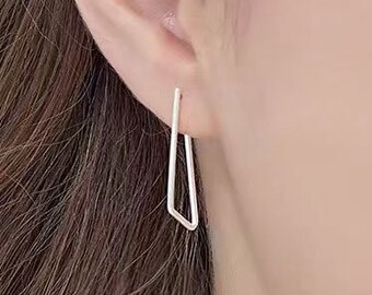 Sterling Silver Earrings, Minimalist Earrings, Artistic Earrings, Geometric Studs, Dangling Earrings, Daily Earrings, Feminine Earrings,E15
