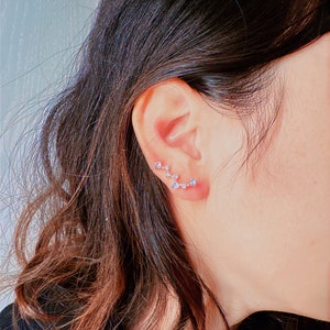 Big Dipper Ear Crawler, Sterling Silver Ear Studs, Stars Cluster Ear Hoop, Wedding Jewelry, Constellation Earrings, E26 画像 2