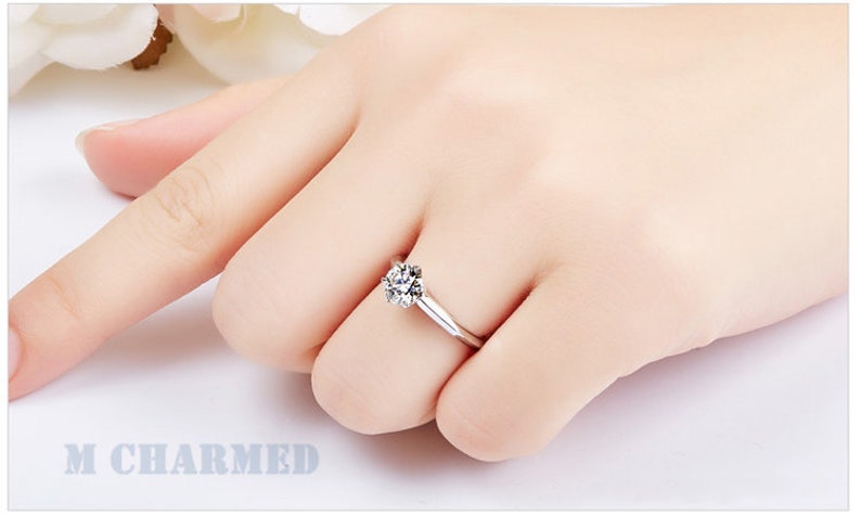 Wedding Rings Engagement Rings Open-end Rings Gift for Her Sterling Silver Rings Ceremony Rings Birthday Gifts Crystal Zircon Rings